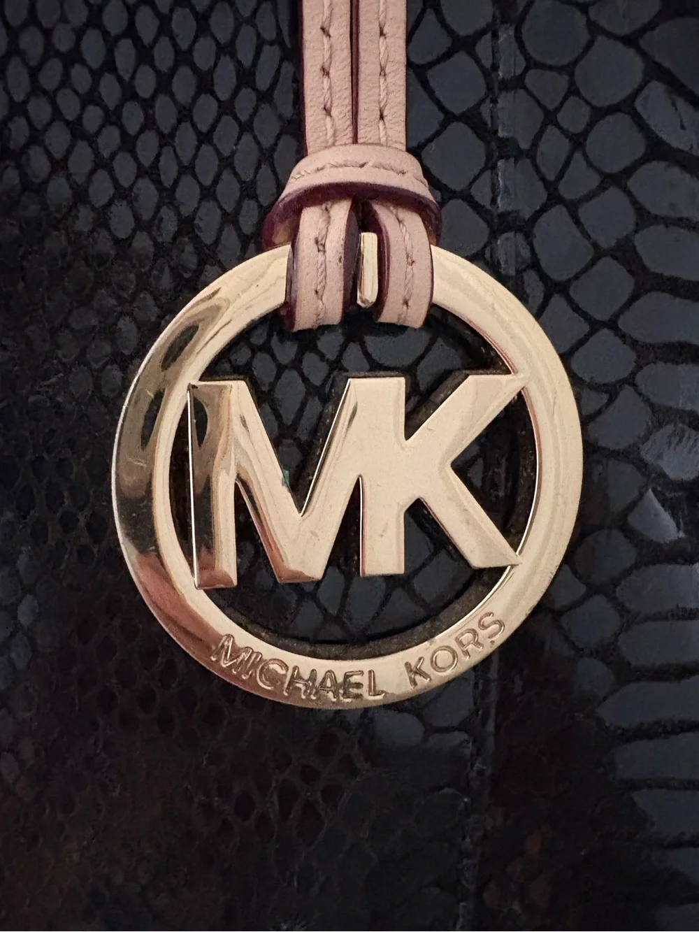 MICHAEL KORS Black Jet Set snake-embossed leather tote bag
